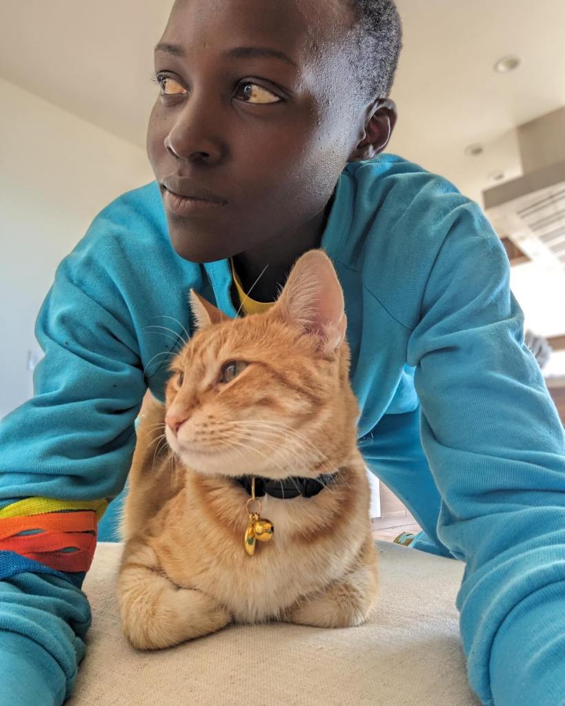 Lupita Nyong'o and her cat Yoyo