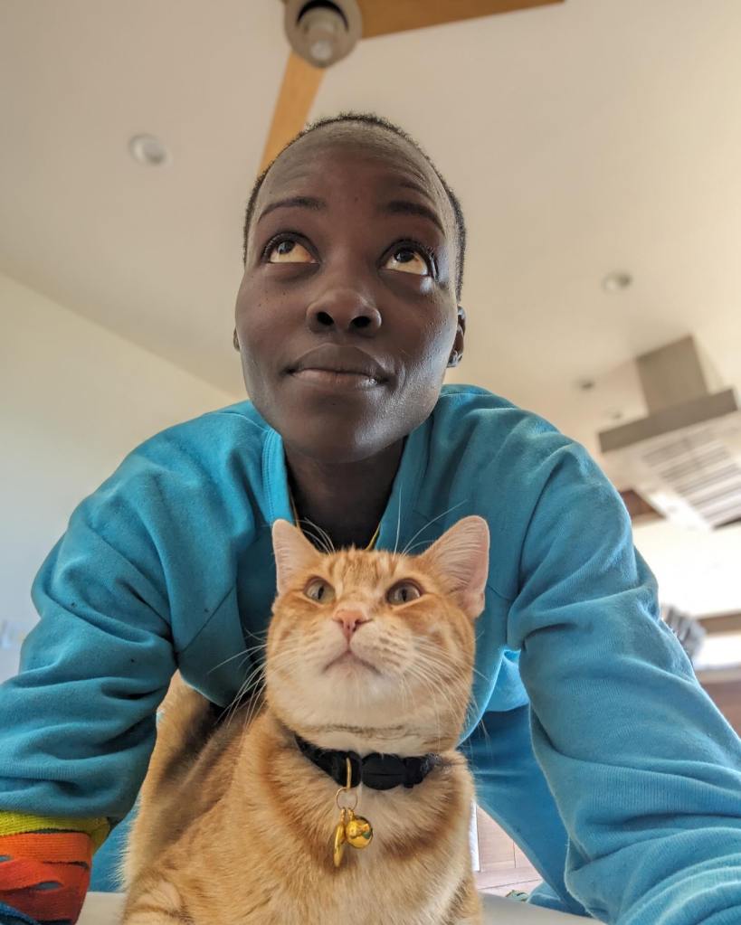 Lupita Nyong'o and her cat Yoyo