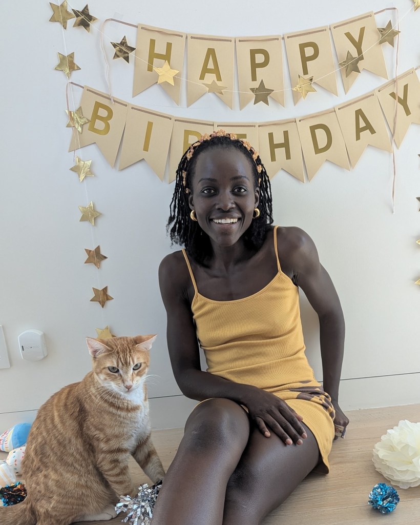 Lupita Nyong'o and her cat Yoyo